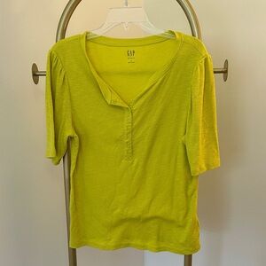 GAP Vibrant Green Henley Shirt